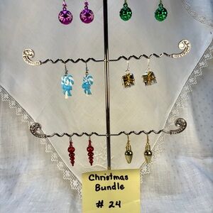 Handcrafted Christmas Gift Earrings Bundle 6 Colors & Styles Nostalgic Colorful